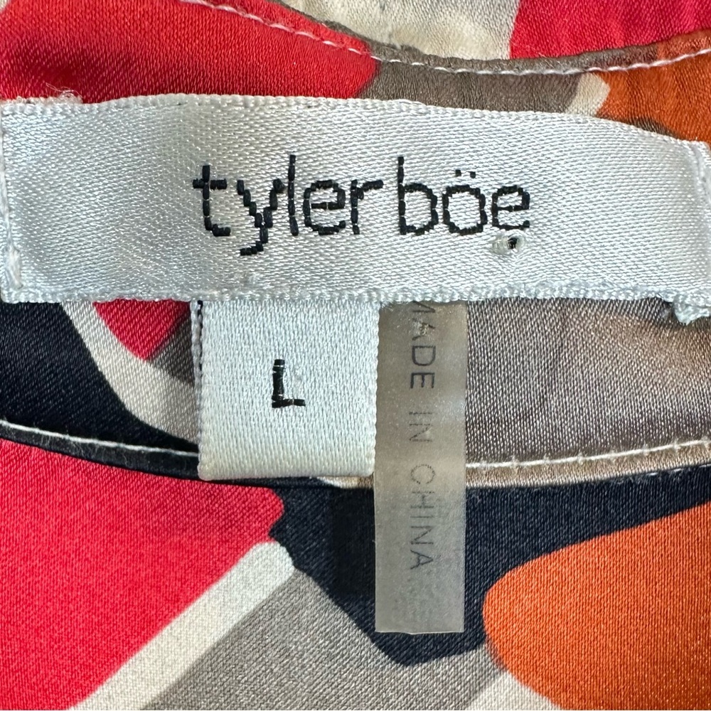 Tyler Boe 100% Silk Mod Print Colorful Snap Front Tunic Size L🔥🔥 - Picture 5 of 15